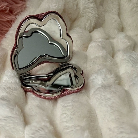NEW Coach Pink Silver Glitter Butterfly Compact Dual Sided Mirror - Picture 10 of 16